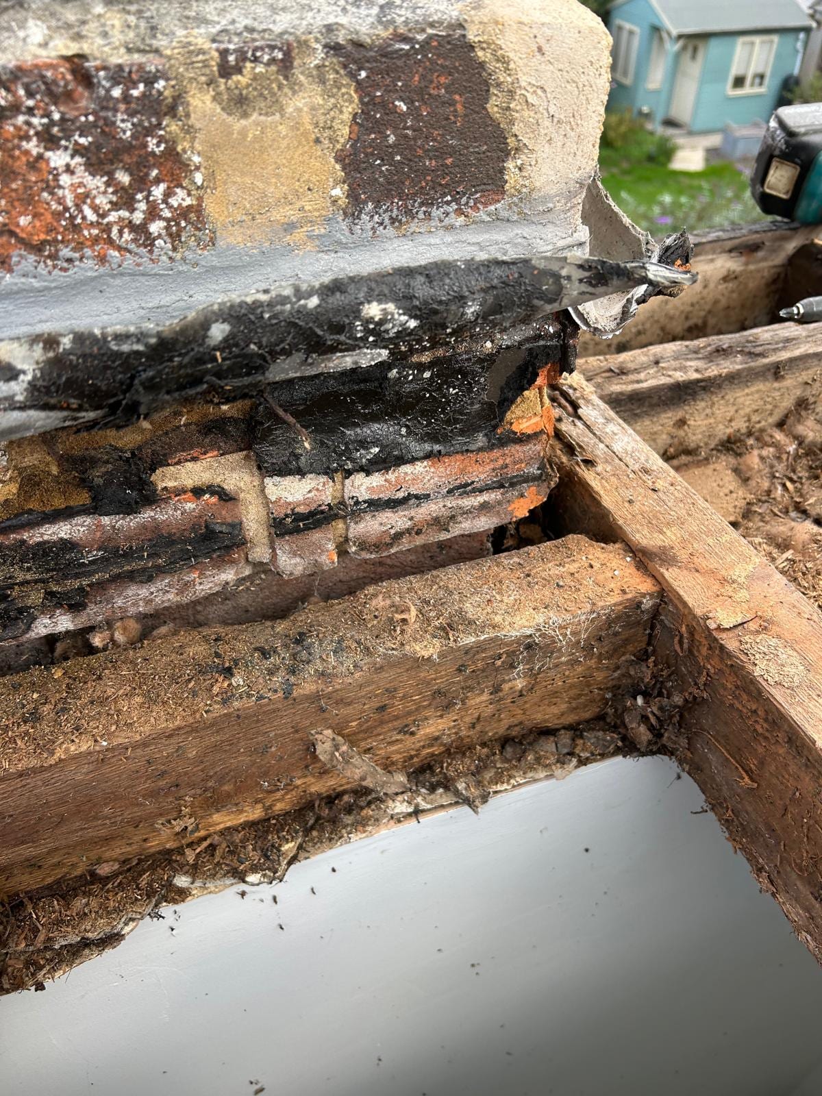 Rotten timber found under the old dormer roof